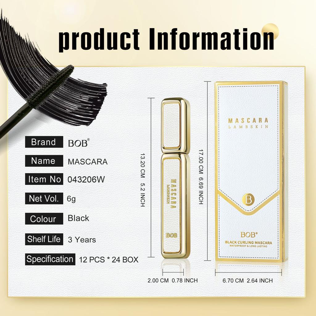 BOB lambskin gilt mascara, waterproof, not easy to smudge, slender 3D curl
