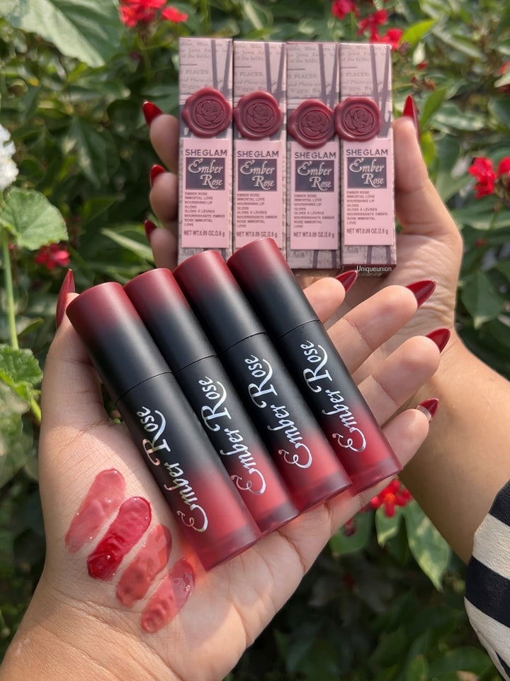 sheglam ember rose immortal love nourishing lip gloss