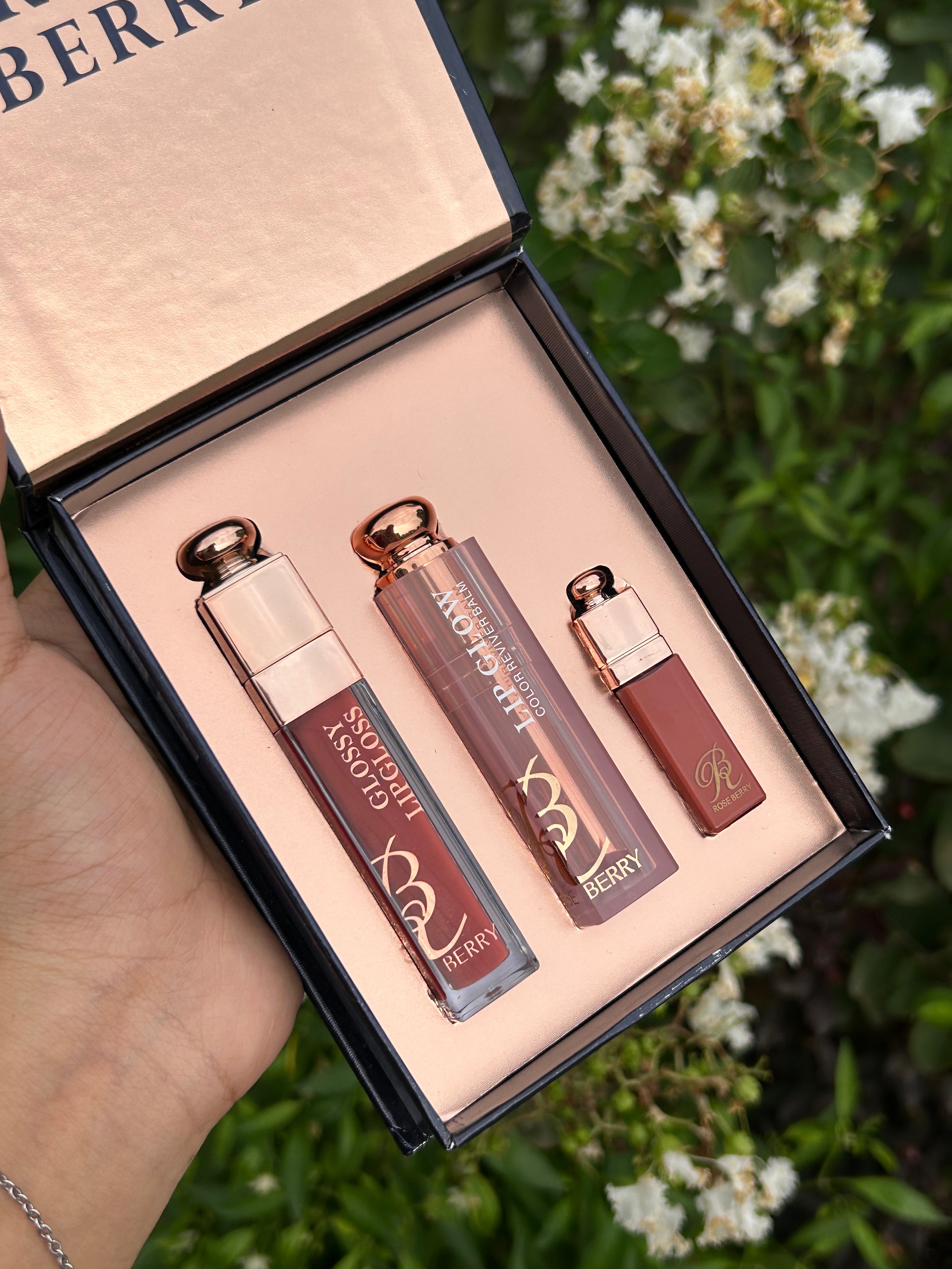ROSE BERRY Lip Combo 3 Piece Lip Combo Kit