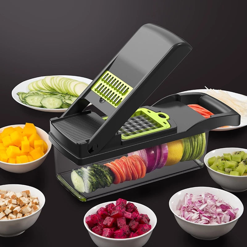 12 in 1 Multifunctional Vegetable Cutter Shredders Slicer With Basket Fruit  Potato Chopper Carrot Grater Slicer Mandoline